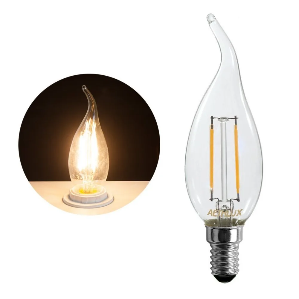 

E14 2W 180LM Warm/Cool White Candle Bulbs 360 Degree LED Filament Lamp (220V)