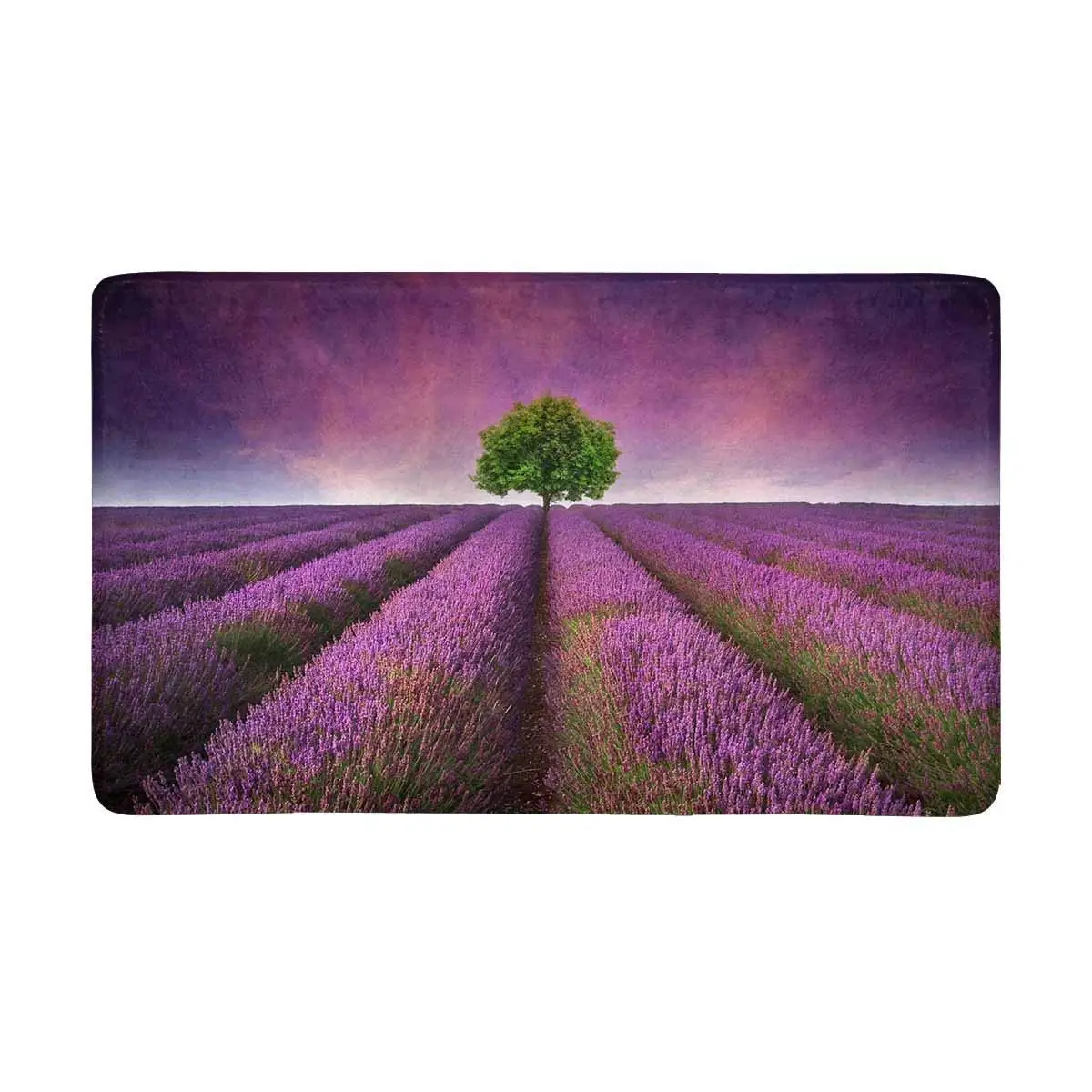 Beautiful Lavender Field Summer Sunset Landscape Anti Slip Door Mat