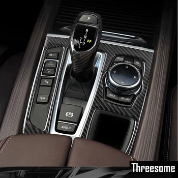 

SRXTZM Carbon Fiber Stickers Cover Trim Strip For Car Control Gear Shift Panel Stickers For Bmw X5 X6 2014-2017 F15 F16