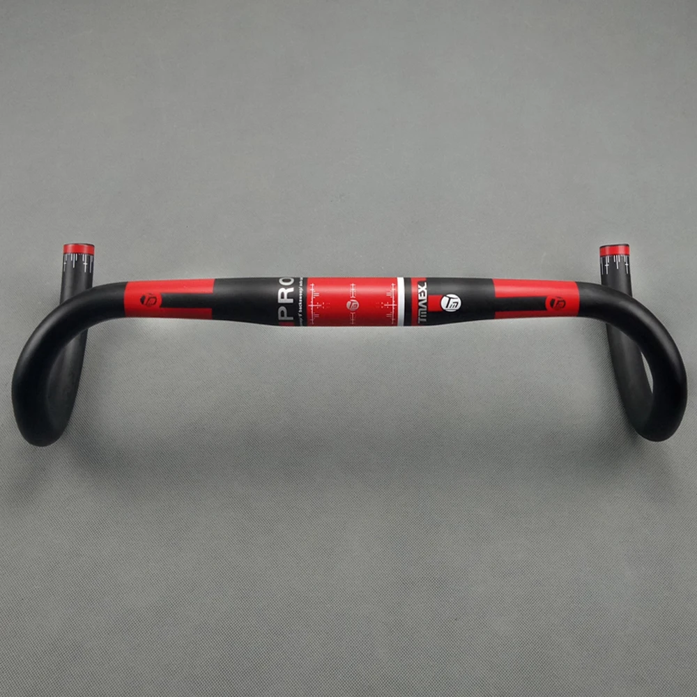 

TMAEX Red Handlebar Carbon Fiber Road Bike Carbon Handlebar Road Bike Accessories Size 31.8*400/420/440mm Ultra light Matte