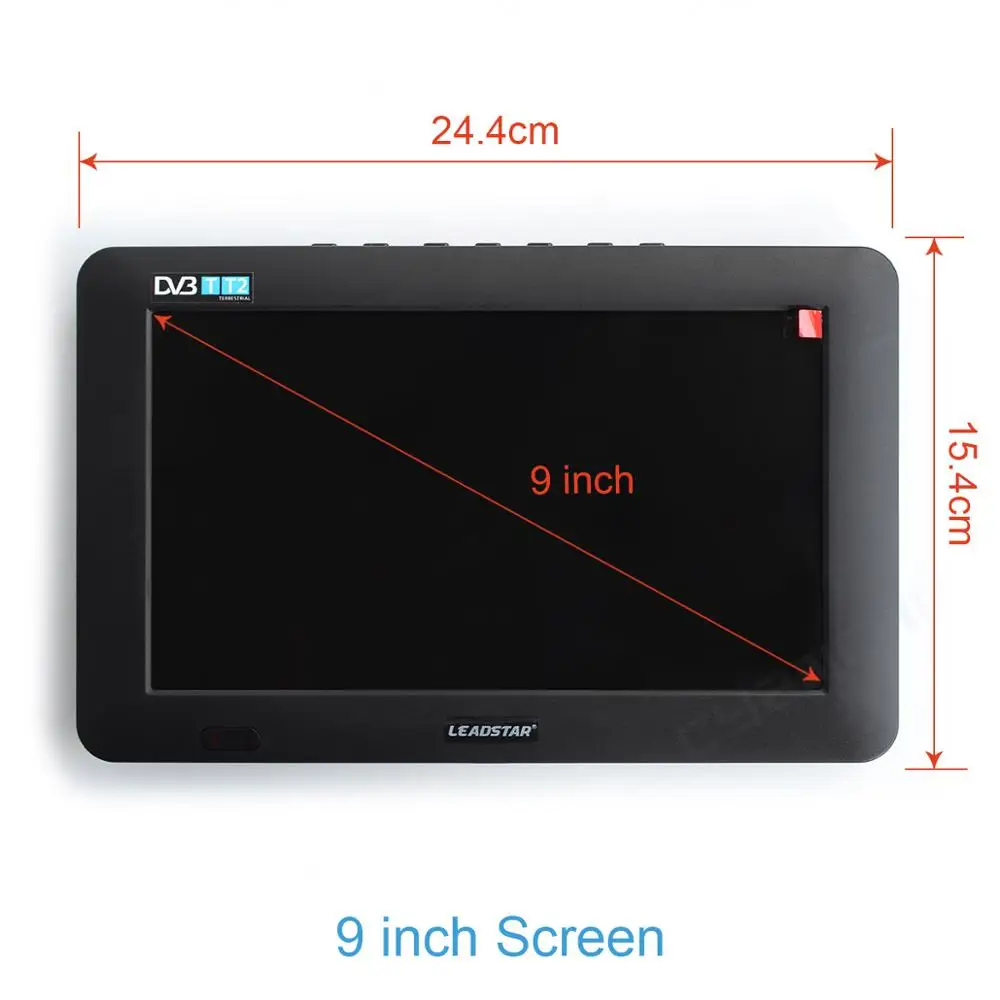 LEADSTAR 9 дюймов Портативный ТВ DVB-T2 ATSC ISDB-T tdt цифровой и аналоговый мини маленький автомобильный телевизор Поддержка USB TF PVR MP4 H.265 AC3