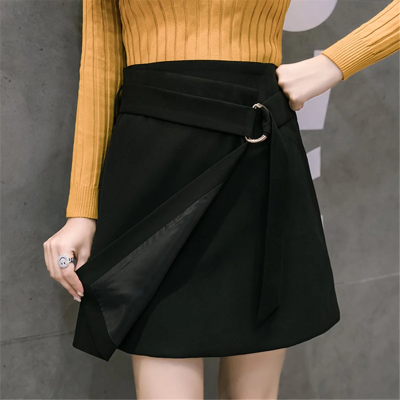 Neophil 2018 Women Winter Suede Mini Skirt Lace-Up Fashion Casual Bodycon High Waist A-Line Black Short Micro Tutu Skirts S1804 Skirts