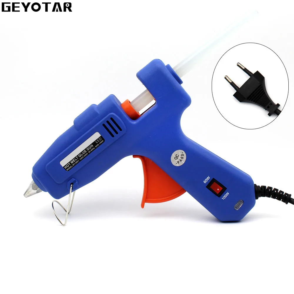 60W 100W EU Plug Copper Nozzle Hot Melt Glue Gun with Free 1pc 11mm