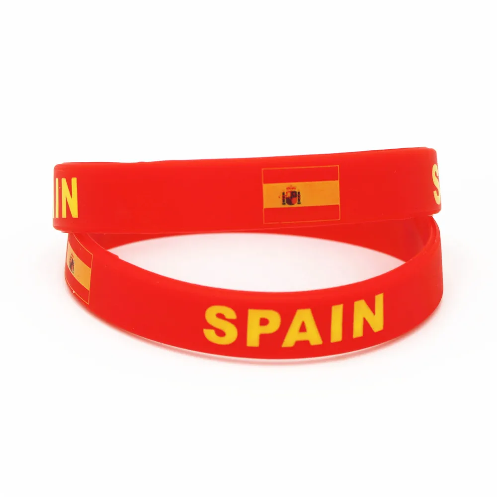 1 шт. Лидер продаж Мода Испания Футбол спортивный силиконовый наручный браслет красный флаг страны резиновые браслеты и браслеты украшения подарки SH217