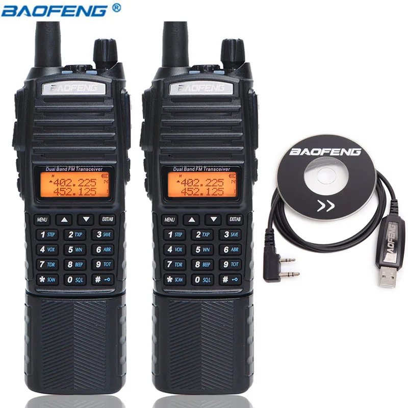 BaoFeng UV-82 Plus 10 км Высокая мощность 3800 мАч рация На Батарейках двухдиапазонного радио 10 км с разъемом постоянного тока портативное радио uv82 - Цвет: add program cable