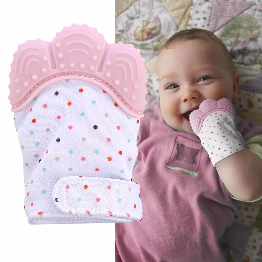 1Pcs Baby Teether Mittens Baby Silicone Mitts Teething Mitten Glove Self Soothing Teether Toy