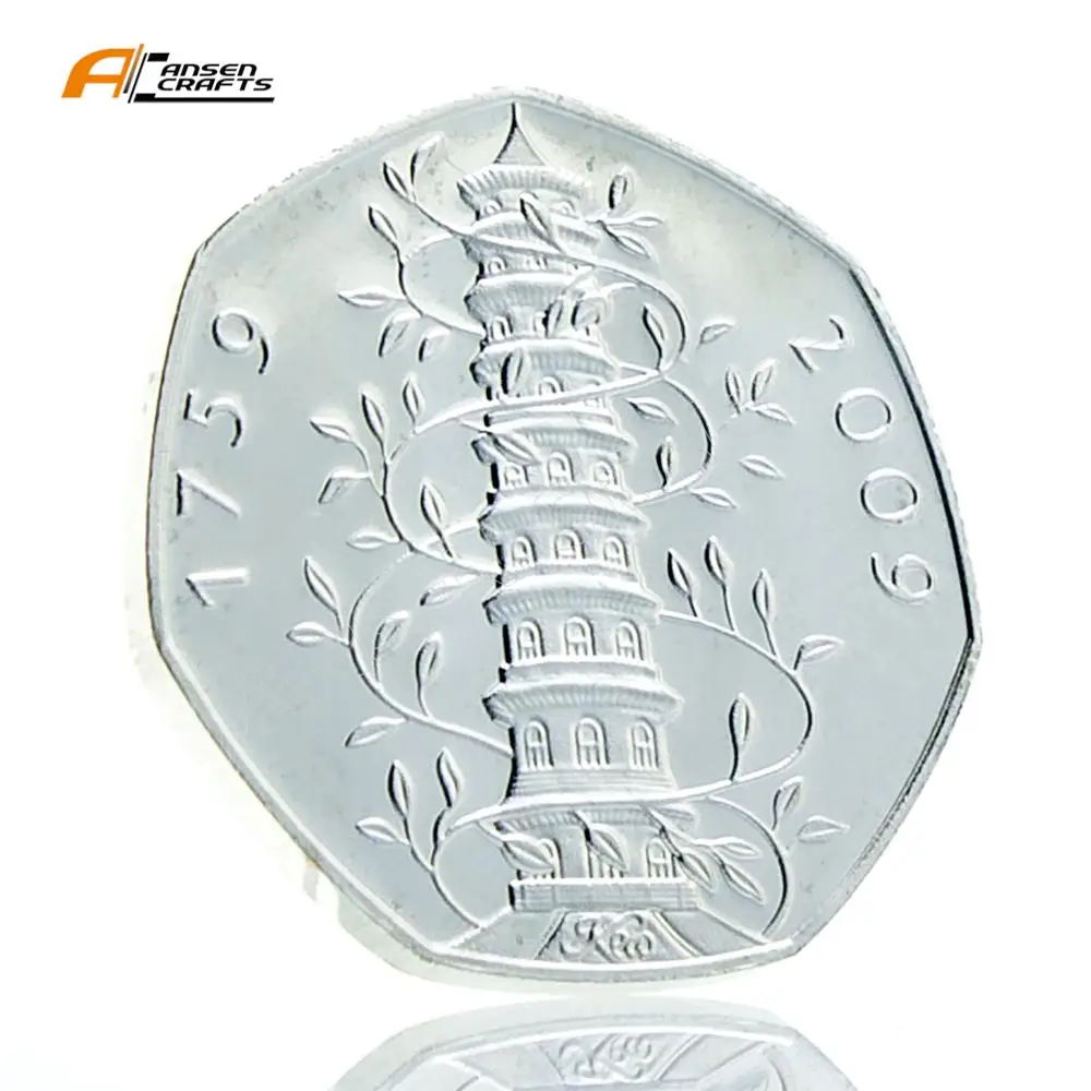 Kew Garden 50P Fifty Pence Elizabeth II EIIR 2009 британская Серебряная позолоченная копия