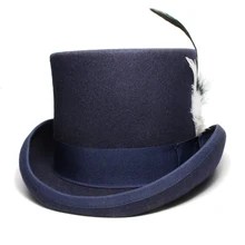 LUCKYLIANJI, 4 размера, женская, мужская, унисекс, с высоким круглым плоским верхом, перо, шерсть, фетр, маг, президент Линкольн, джентльмен, котелок, шляпа