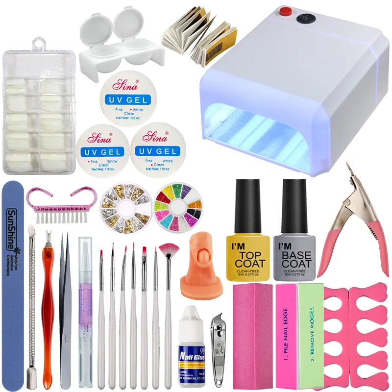 UV Gel Manicure Kit 36W UV Lamp Dryer Lamp for Nail Base Gel Vanishes