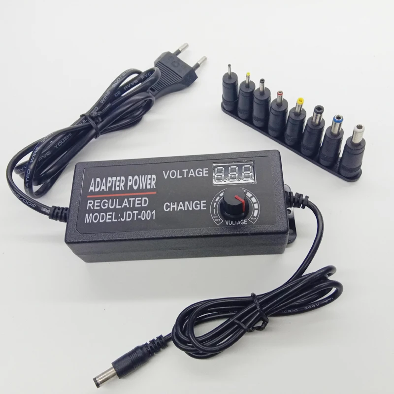 

Regulated 3-24V 2A AC/DC Adapter Switching Power Supply Power Adapter Display Screen EU US Plug with 8pcs conversion head