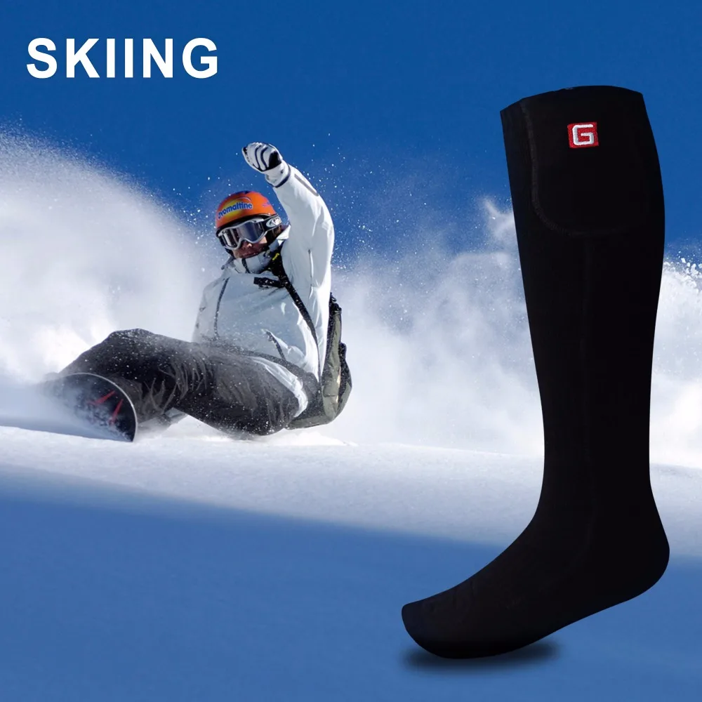 GV холодные зимние носки с электроподогревом подарок на год тепло колено 3,7 в батарея мощность ноги теплые носки для мужчин и женщин