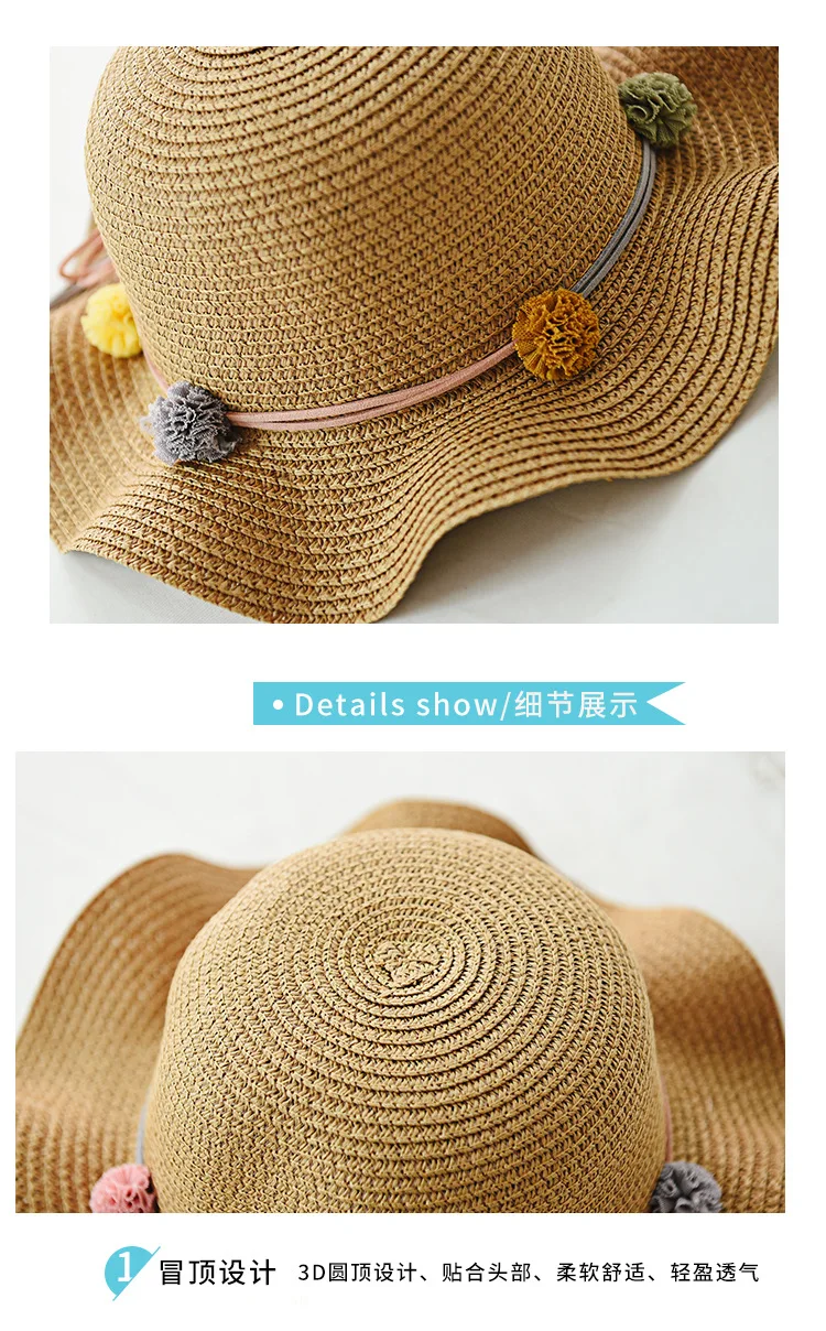 Детская соломенная шляпа летние корейские Девушки sunhat солнцезащитный крем принцесса девушка пляж шляпа для малышки рабака Солнца шляпа детские вязаные шапки