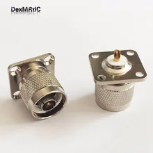 1 шт. n-штекер коаксиальный РЧ-разъем адаптера прямо, 4-луночное, панель шасси для стоек с чашкой припоя никелированный