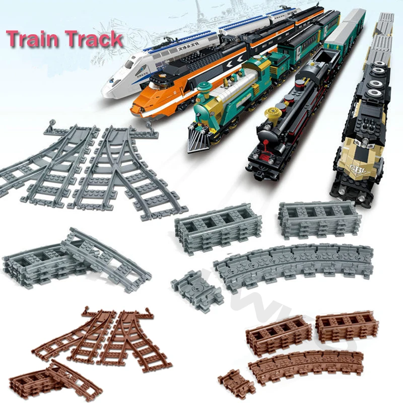 Legoing City Trains Technic гибкие рельсы прямые изогнутые строительные блоки Набор для