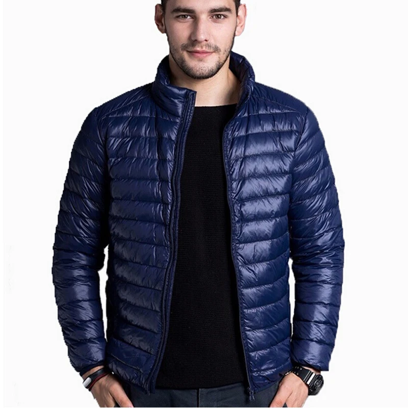 2019 Mens Down Jacket Fashion Spring Autumn Winter Stand Collar Casual AC7