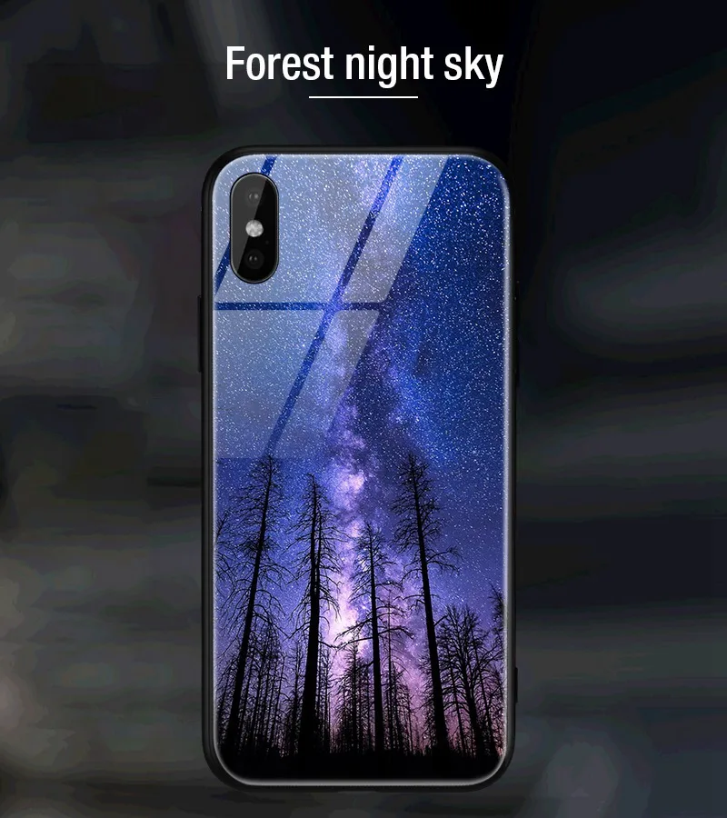 Hisomone Star Space Phone Case For iphone X Cute Patterned Tempered Glass Cover For iPhone 7 8 Plus 6 6S Soft Edge Silicone Capa