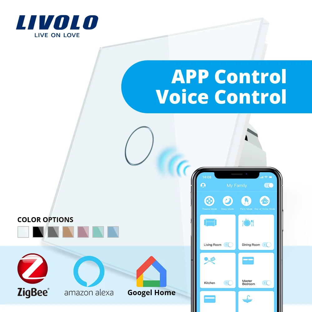 Livolo luxury Wall Touch Sensor Switch,Light Switch,smart switch,Crystal Glass,Power Socket,multifunctional sockets