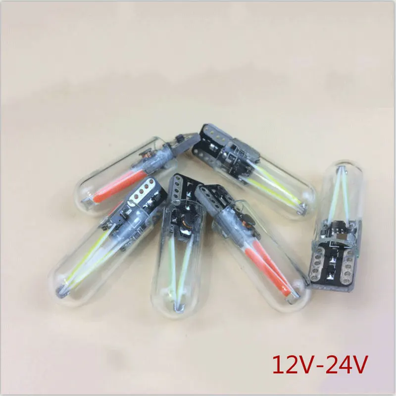 

10pcs of T10 w5w Bulb 194 car led Filament COB Glass Interior Tail Rear fog Bulb Reading Signal Parking Lamp White for Opel
