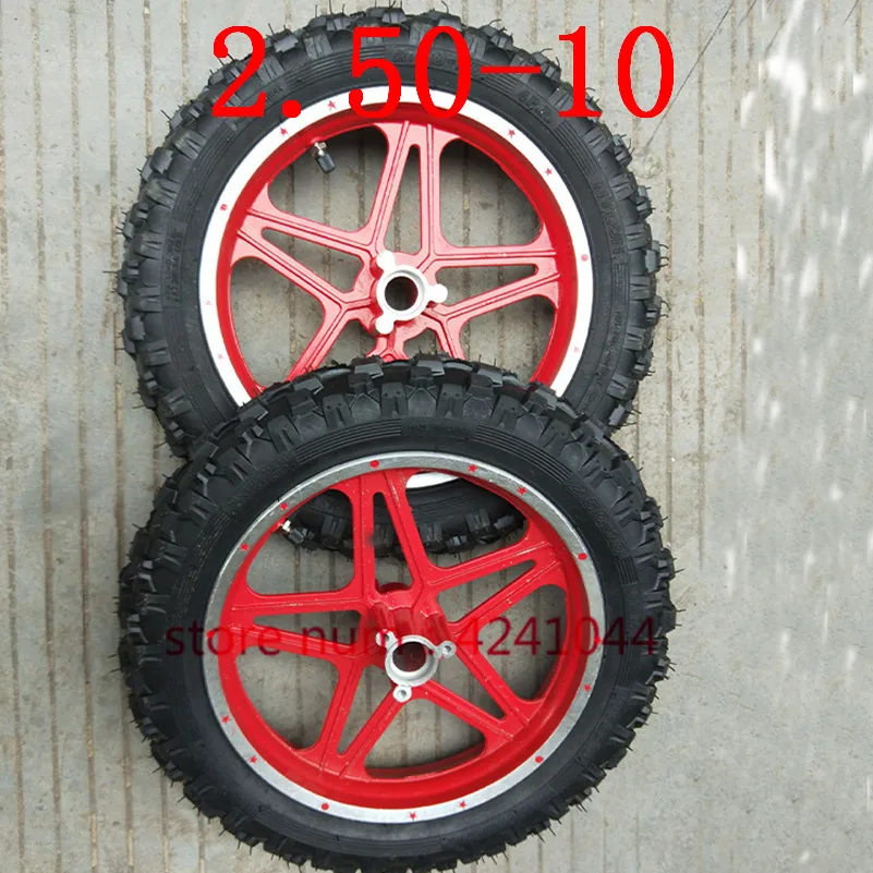 10''Mini Dirt Bike Knobby шины колеса 2,50-10 передние или задние обода и шины внедорожные Мотокросс мини моторрад ребенок