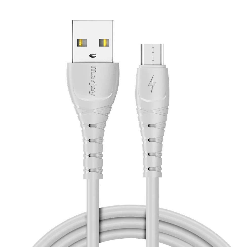 Marjay Micro USB кабель 2.4A провод для быстрого заряда для Xiaomi mi2 Redmi кабели для мобильных телефонов USB зарядное устройство кабель шнур для samsung S7 J6 - Цвет: White for Micro USB