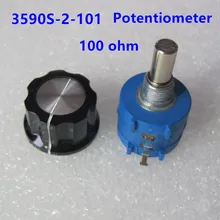 1 шт. 3590S-2-101L 3590 S 100-омовая точность Multiturn потенциометр переключатель 10 кольцо регулируемый резистор добавить A03 ручка