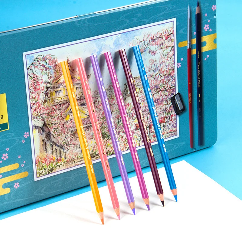 

Water soluble color pencil drawing tools 24 color 36 color 48 color pencil brush lapices de colores