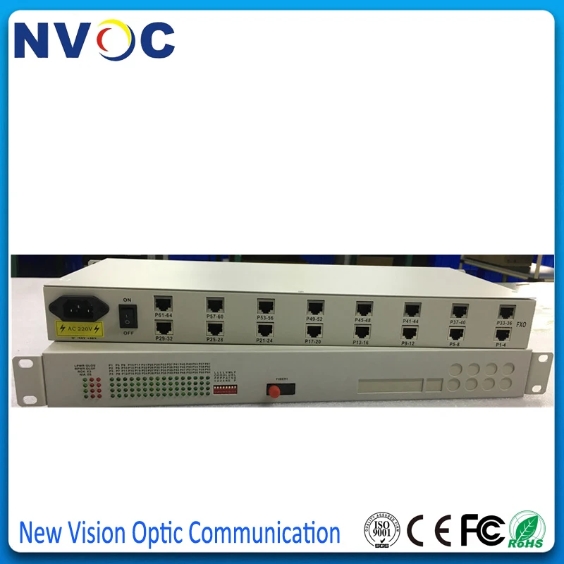 

64Ch PCM Voice Telephone Fiber Optic Media Converter,19inch Rack Mount,FC,SM,20KM,FC,Euro Charger,64Voice FXO/FXS Multiplexer