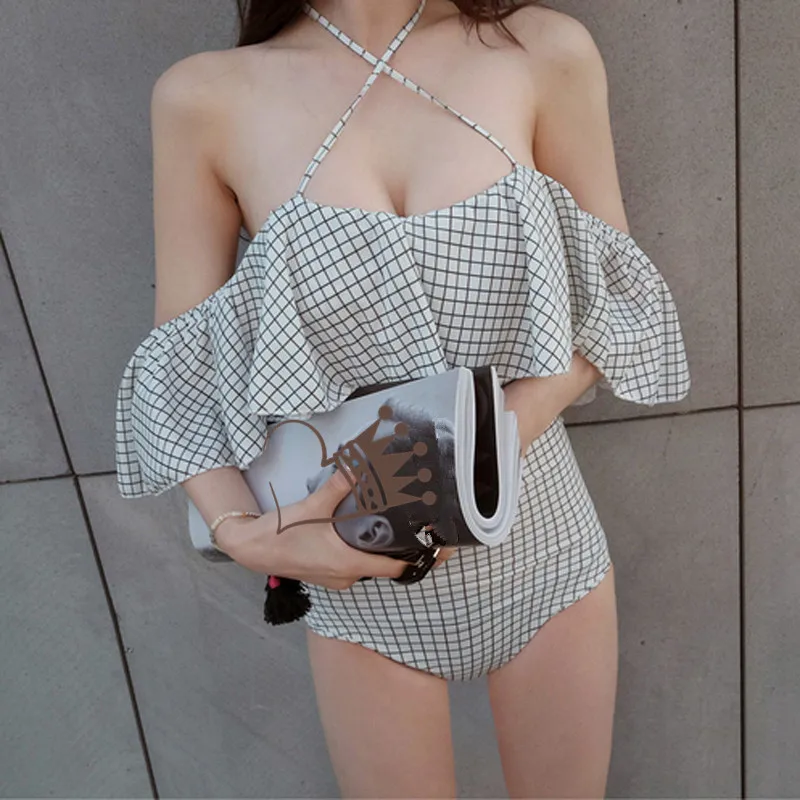 Женщины One Piece Swim Wear 2017 Сексуальная с плеча купальный костюм Push Up пляжная одежда