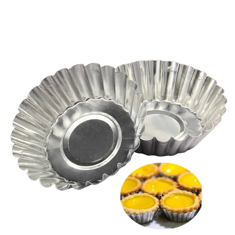 10pcs 7cm Diameter Egg Tart Mold Cake Aluminium Alloy Tart Mould Baking
