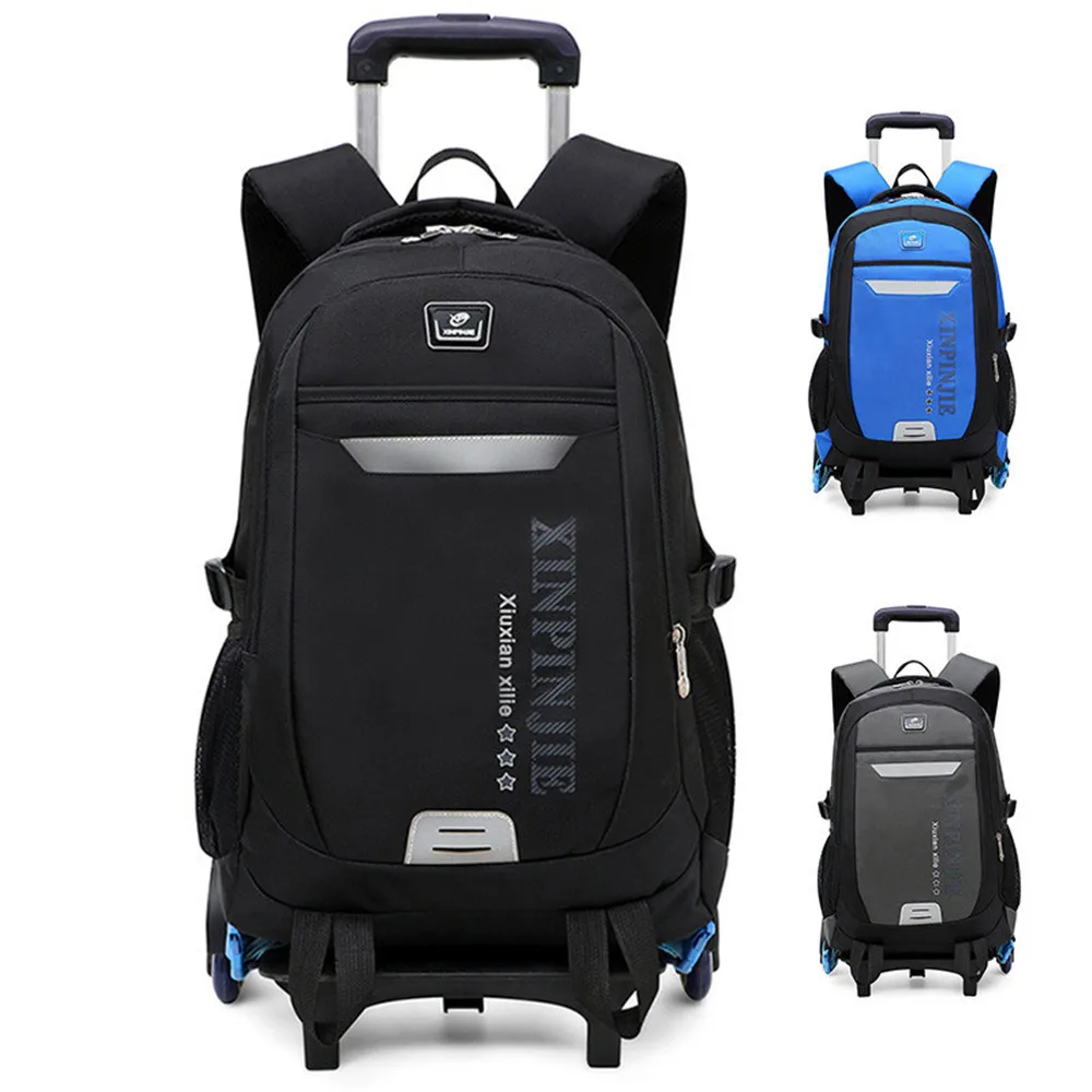 

2/6 Wheels wheeled bags Kids boys girls Trolley Schoolbag Luggage Book Bags Backpack Removable Children School Bags