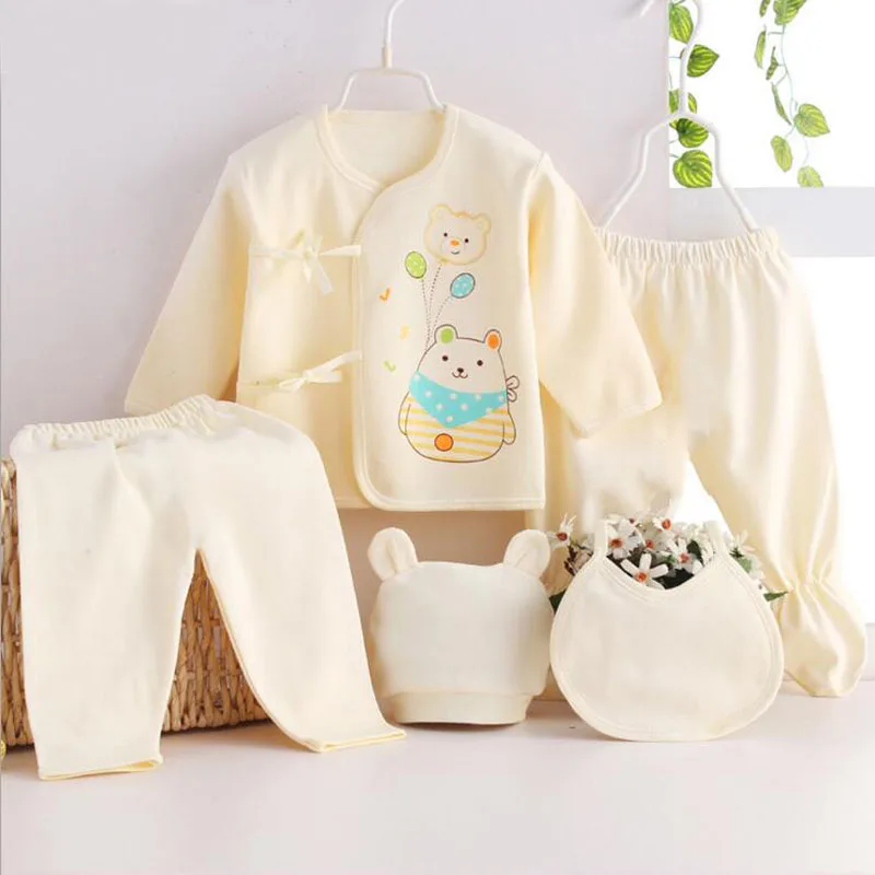 Newborn Infant Baby Suits Boys Girls Clothes Sets tops Pants bibs hats Girl Clothing set for baby girls outfit 5PCS/SET baby clothes mini set