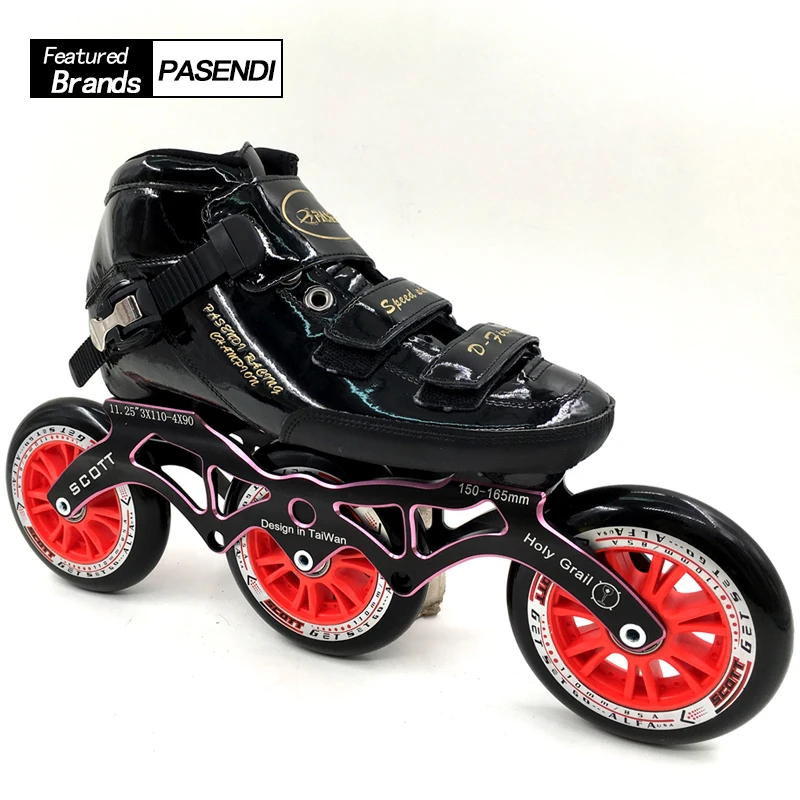 

Professional 3 Wheels Women/Men Speed Inline Skates Roller Skating 3x110 and 4x90 frame 4 Wheel Skate Shoes For Kids/Adults
