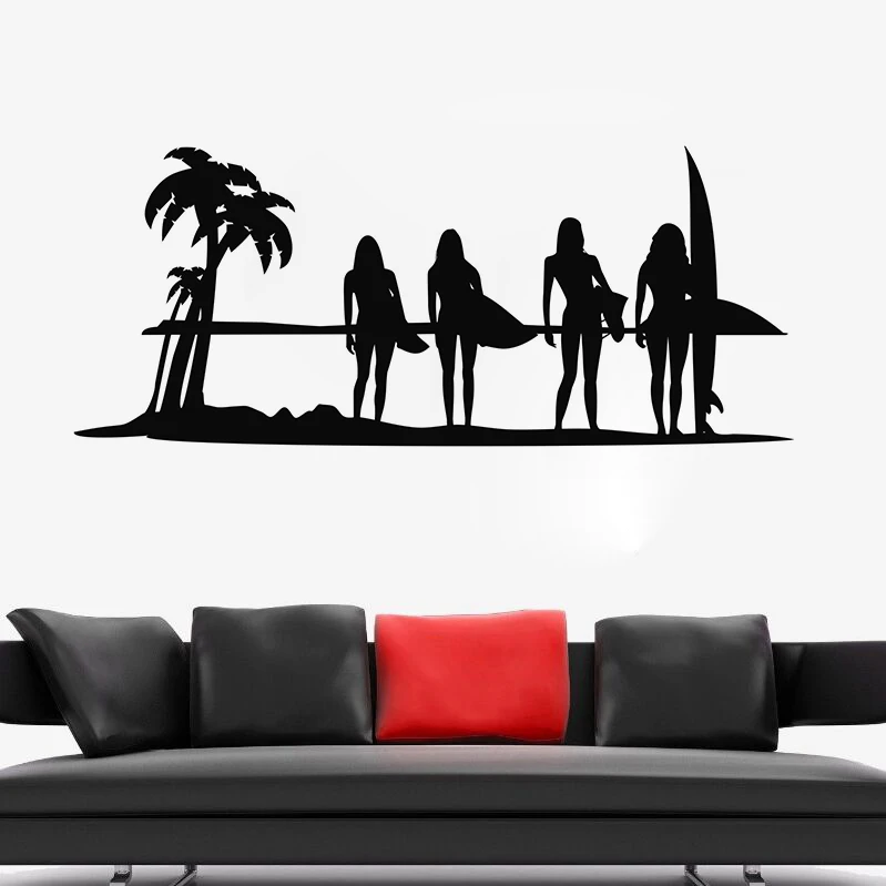 SunSet-Ocean-Surf-Girls-Wall-Decal-Surfing-Wave-Wall-Sticker-Sea-Beach-Decoration-Summer-Wall-Decal