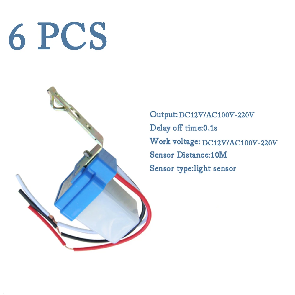 

6pcs DC12V/AC100V-220V Light sensor Switch mini Controller Dimmer auto On / Off light Photocell street 10A Photo Control TW