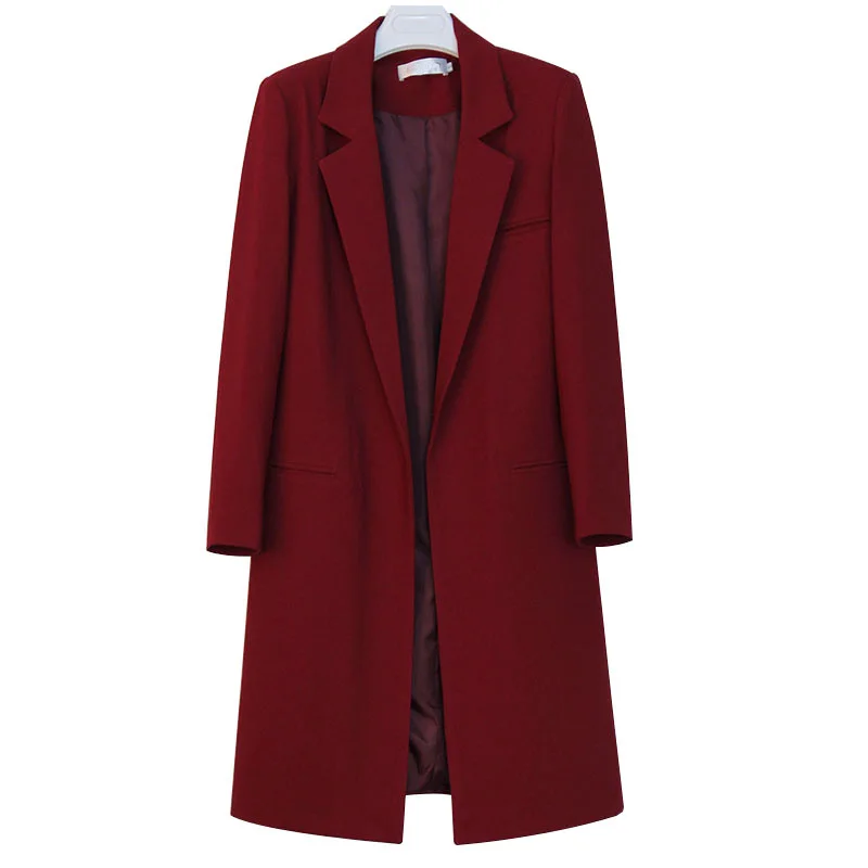 

Women Long Blazer Casual Solid Hidden Button Suit Jackets Office Ladies Plus Size Business Coats Female