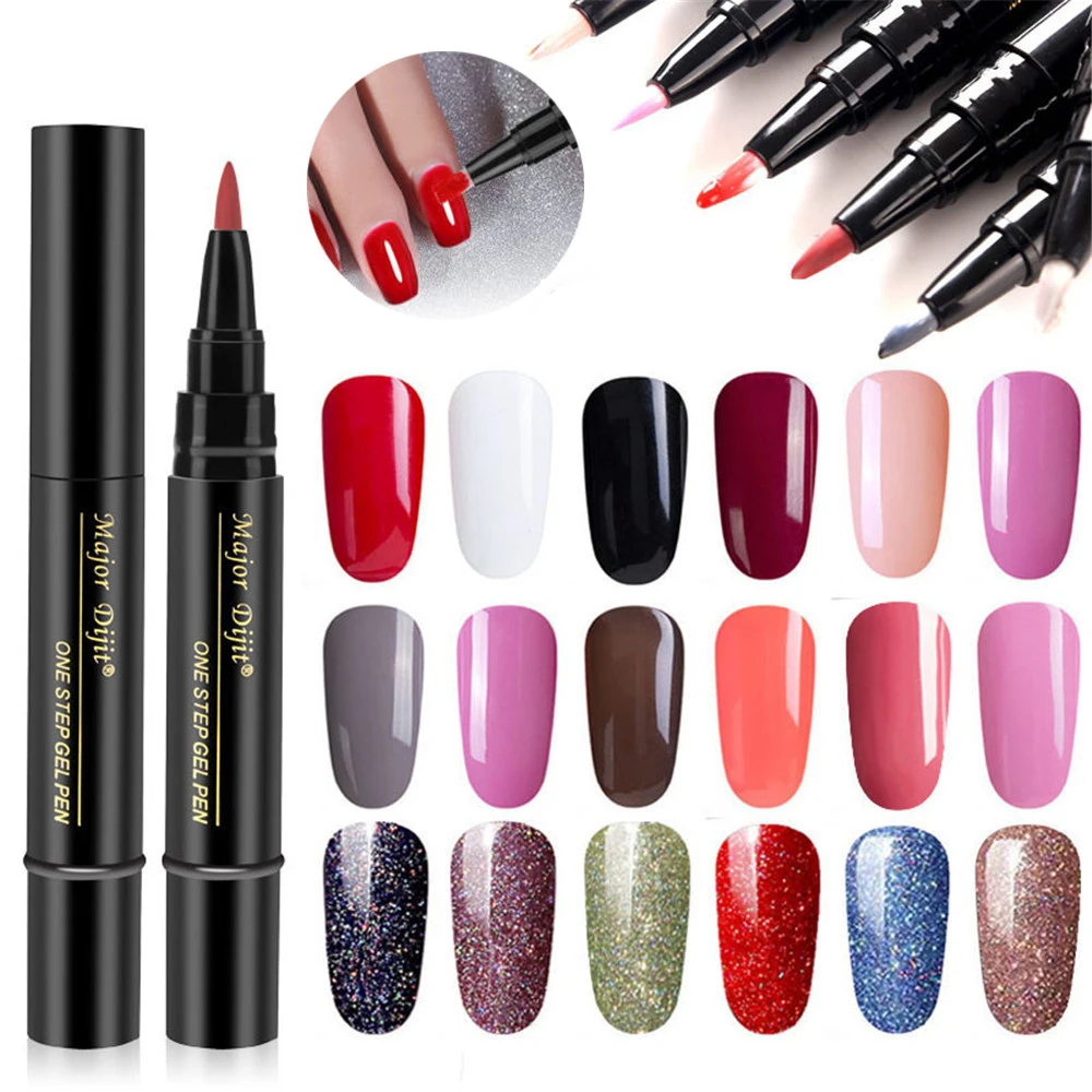 

1PC 5ml 3 In 1 Colors Lacquer Nail Painting Varnish Pen Gel Not Need Base Coat Primer Nail Art Manicure UV Led Lamp Use Polish