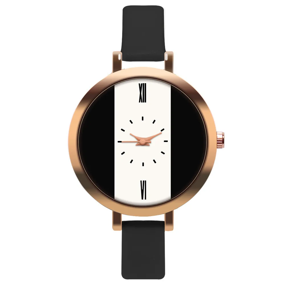 High Quality Fashion Leather Strap 3-Color Stitching Women Watch Casual Quartz Wrist Watch Women Dress Ladies Luxury Watches