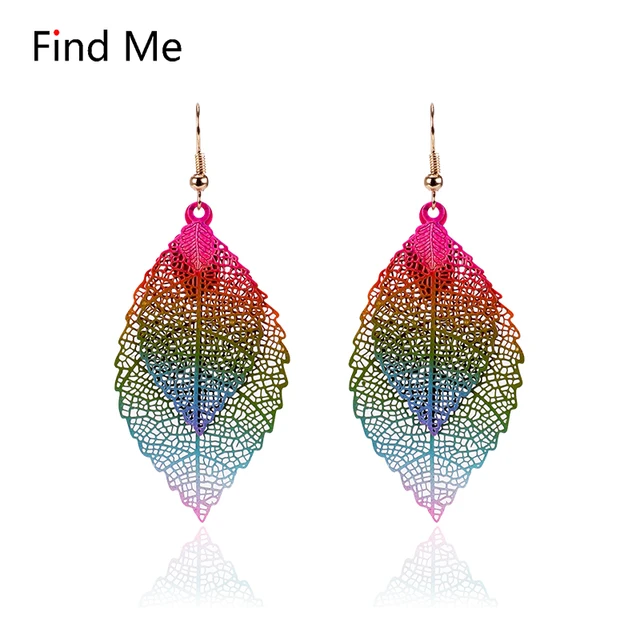 Find Me 2018 Fashion Luxury Boho Double Color Leaf Dangle Earrings Find Me 2018 Fashion Luxury Boho Double Color Leaf Dangle Earrings Vintage Leaves Long Tels Drop Earring For Women Jewelry In From