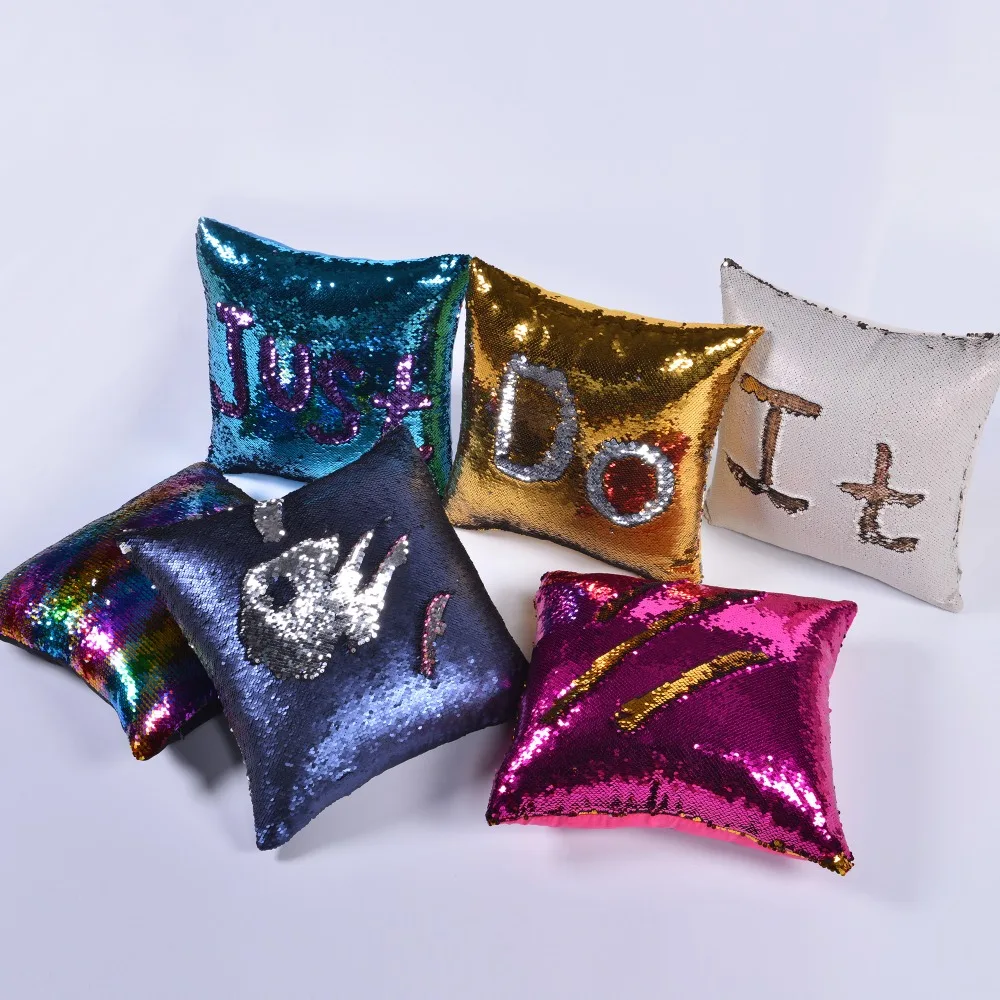 

2018 new sequin pillow color change two-color magic DIY cushion mermaid pillow pillowcase hot sale