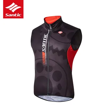 

New Santic Men's Cycling Windproof Vest Reflective Sleeveless Bike Riding Vest Anti-sweat Quik Dry Bicycle Sport Jersey for Man