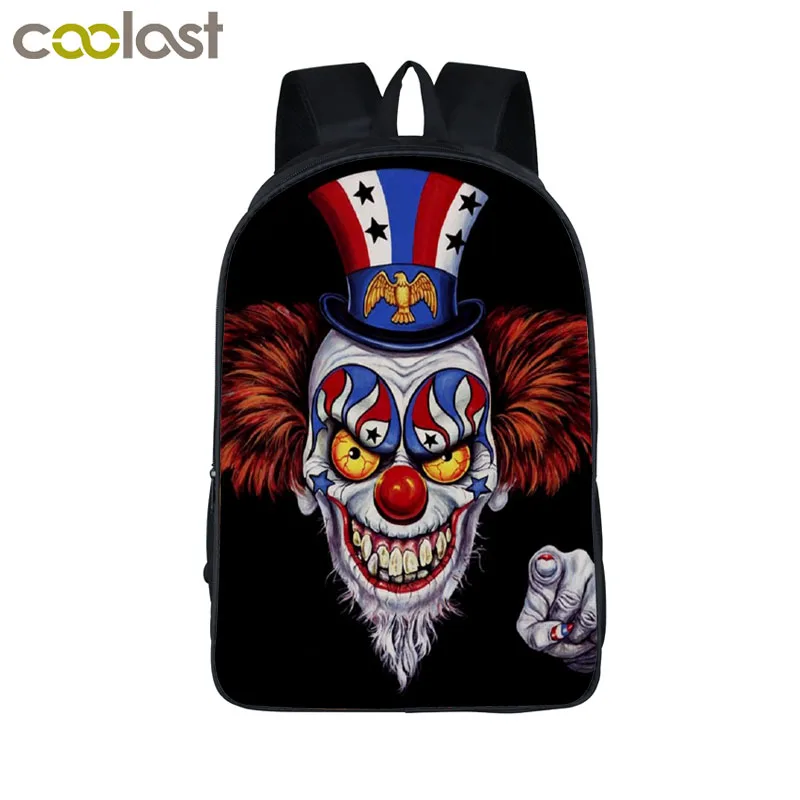 Crazy Joker Backpack for Teenage Girls School bags rugzak vrouwen Batman Kids Baby Bags 3D Clown