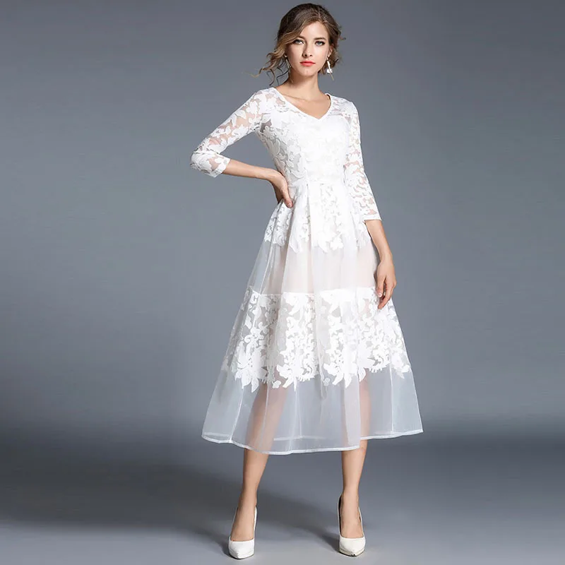 Ladies elegant long white dresses pictures