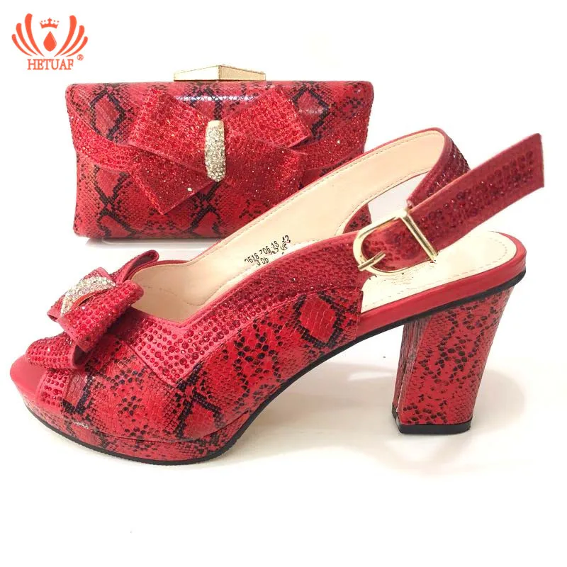 

2018 New Red Color Italian Shoes with Matching Bag for Woman Italian Shoes and Bag Set High Quality African Wedding Shoe and Bag