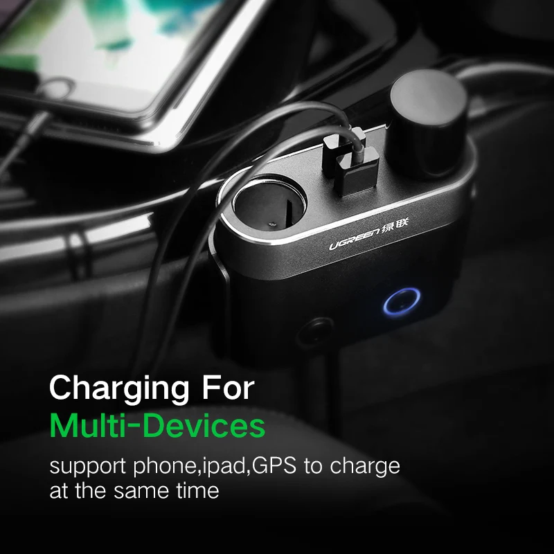 Ugreen المزدوج USB شاحن سيارة دعم مسجل السيارة العالمي الهاتف المحمول سيارة-شاحن مع المتوسع شاحن آيفون 6 S سامسونج