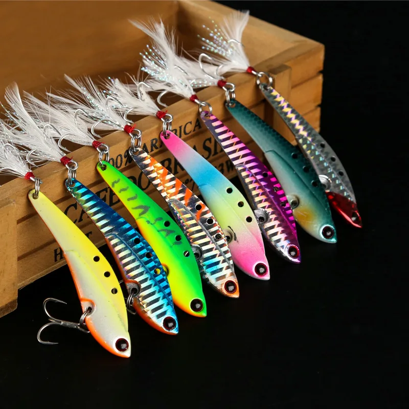 5pcsRandomColor18g25g30gBladeVIBFishingLuresSaltwaterBassShallowVibrationsHard