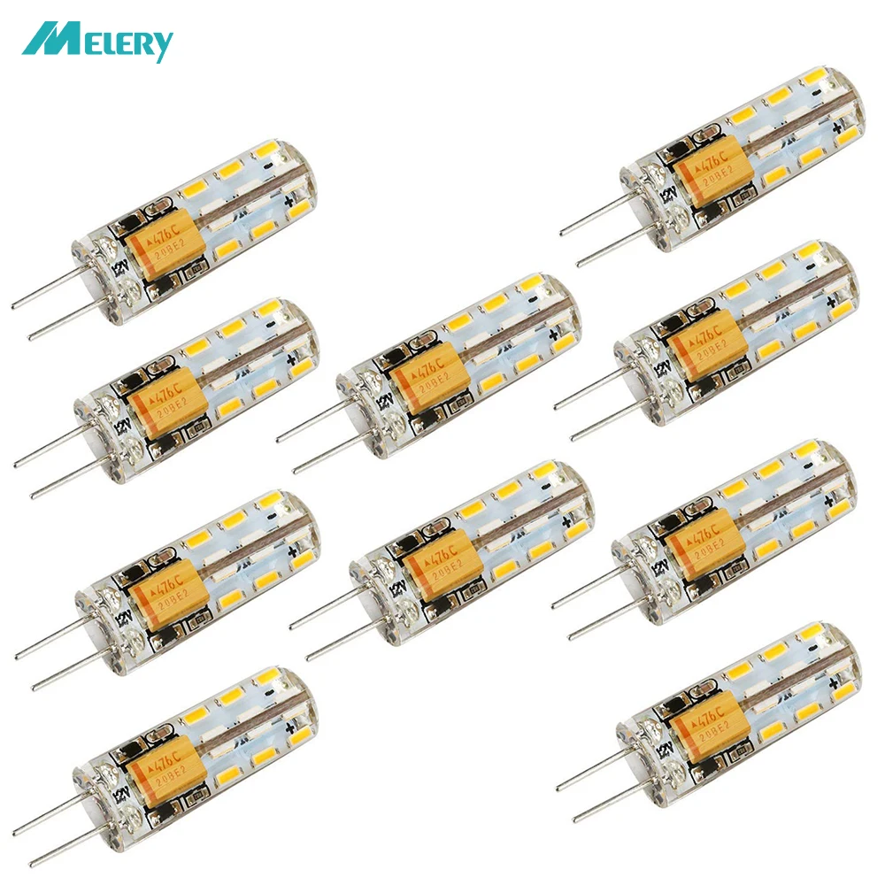 

G4 LED Light Bulbs Lamp Warm White 1.5-2W 2V AC DC 2600-2900K Replaces 15W Halogen Lamps Silicone lamp Corn light-10 Pack