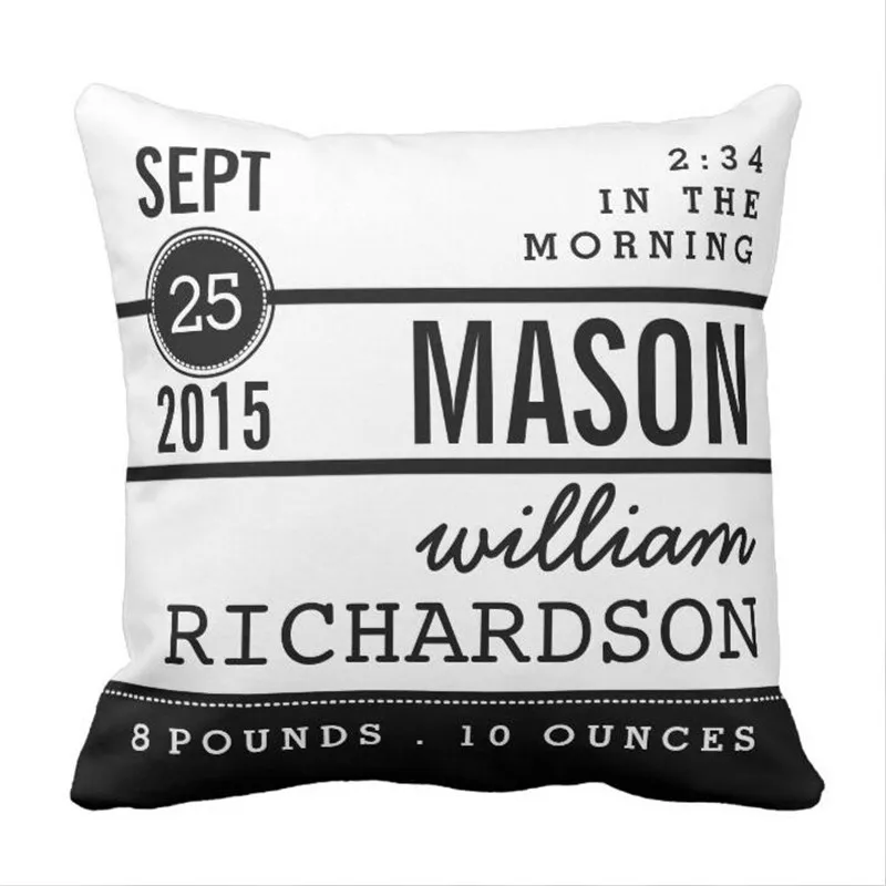 

Modern Birth Baby Boy Personalized Nursery Pillow case