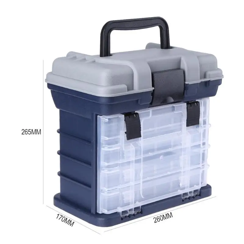 Portable 4 Layers Big Fishing Tackle Box Plastic Handle Fishing Box Carp Fishing Case Tools 27*17*26cm Fishing Accessories