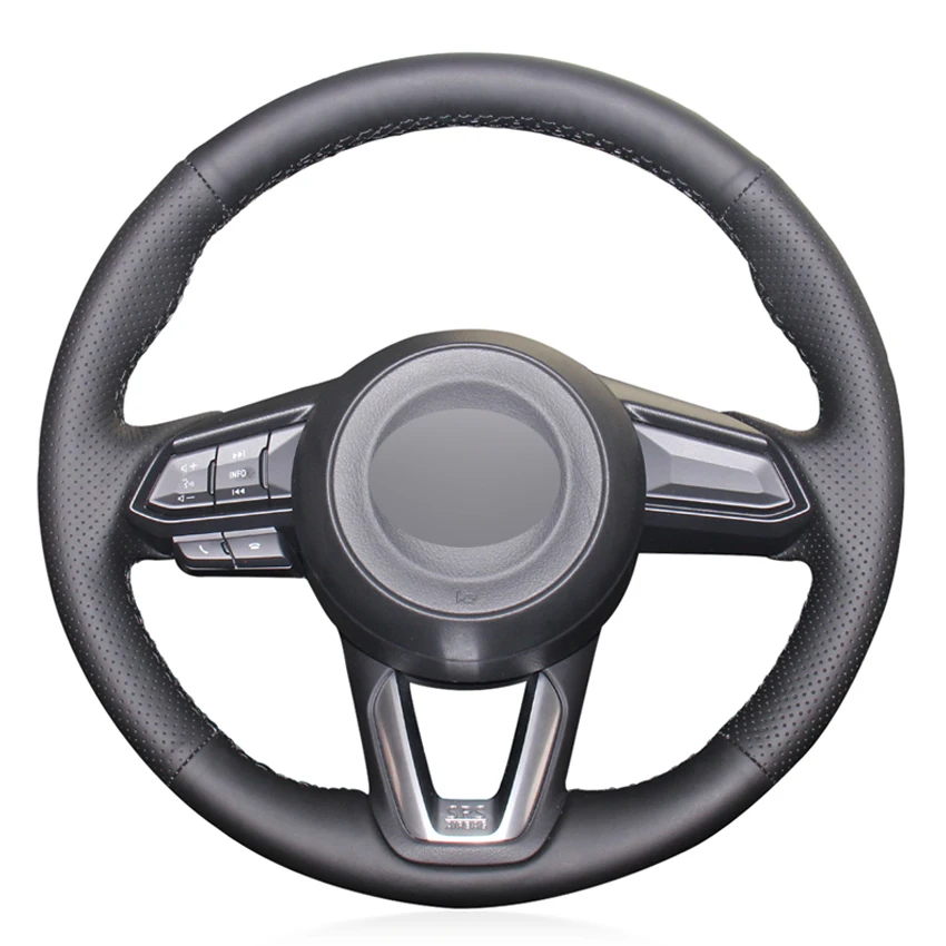 Черный PU Искусственная кожа Handsewing рулевого колеса автомобиля крышки для Mazda 3 Axela- Mazda 6 Atenza CX-3 CX-5 CX-9 аксессуары