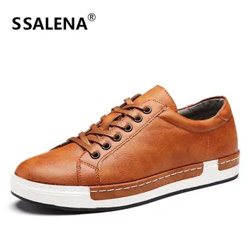 

Men Vulcanize Shoes Lace Up Soft Leather Luxury Footwear Classic Men Spring Autumn Breathable Shoes Size EU 38-46 AA50107